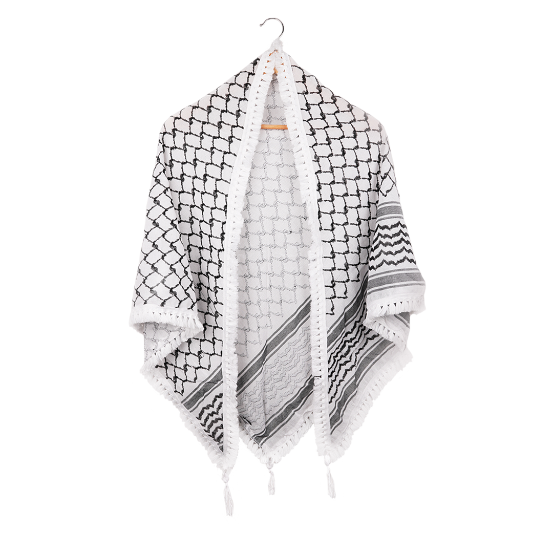 Triangle Kuffyeh Shawl ( Black & White )