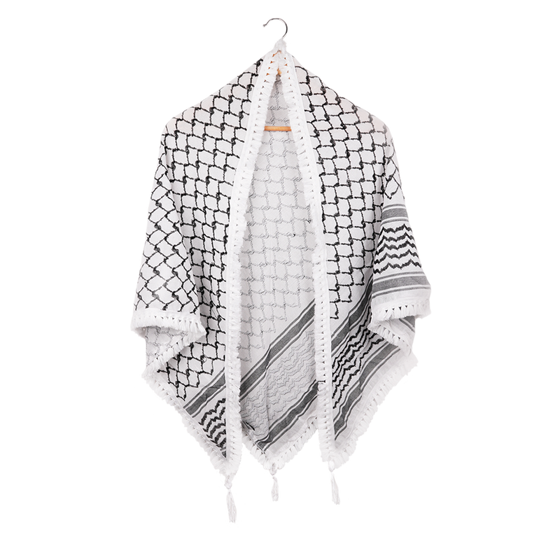 Triangle Kuffyeh Shawl ( Black & White )